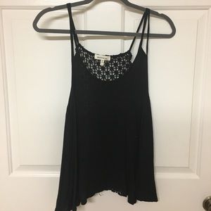 Black flowy cami with open crochet back